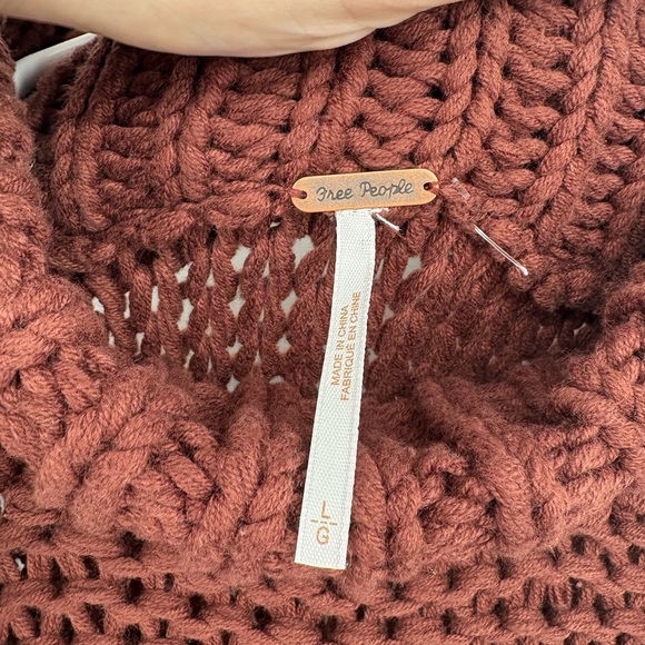 NWT Free People My Only Sunshine Chunky Knit Sweater in Chocolate Merlot - Picture 7 of 13